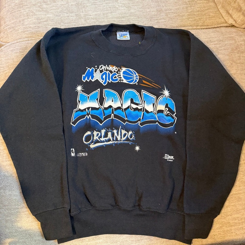 Vintage Orlando‎ Magic Youth Sweatshirt Size 14-16 NBA Black Graphic Crewneck